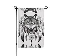 Wolves And Dream Catchers02 Bandiera da giardino con stampa 30,5 x 45,7 cm, bandiera da cortile per esterni e verande, decorazione per prato