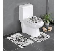 Wolves and Dream Catchers02 - Set di 3 tappeti da bagno con motivo stampato, tappetino da bagno a forma di U, tappetino da bagno e 1 copriwater