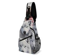 Wolves And Eagle Wolf American Flag Donna Uomo Sling Bag Leggera Zaino Monospalla Piccolo Borsa A Tracolla Per Escursionismo Outdoor Viaggio