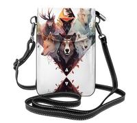 Wolves and Renna Borsa a tracolla in pelle leggera da donna borsa a tracolla per cellulare, borsa da viaggio con scomparti per carte di credito,