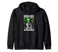 Wolves Are My Lucky Charms St Patricks Day Irish Wolf Felpa con Cappuccio