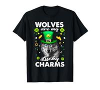 Wolves Are My Lucky Charms St Patricks Day Irish Wolf Maglietta