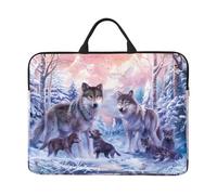 Wolves Family - Custodia per computer portatile da 14", con manico e cerniera, ideale per viaggi, lavoro e ufficio