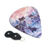 Wolves Family - Plettri per chitarra, 6 pezzi, stampa fronte/retro, adatti per chitarre acustiche, elettriche e bassi, inclusi 0,46 mm, 0,71 mm, 0,96 mm