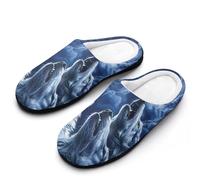 Wolves Howl at The Moon - Pantofole da uomo in flanella, in memory foam, morbide, calde, con stampa, Stile 32., 47/48 EU