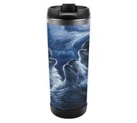 Wolves Howl at The Moon Tazza da caffè da viaggio con coperchio isolato in acciaio inox, regalo per donne e uomini, 350 ml