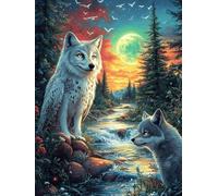 Wolves in A Forest at Night Puzzle 1000 Pezzi Pressione Ridotta Adulti Wildlife Pet Rompicapo Rilassante Giochi Da Tavolo Indoor Idea Regalo Natale Per Padre E Nonno 1000 PCS
