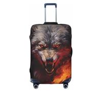 Wolves in The Flame Roar - Copertura elastica per valigia, con cerniera su entrambi i lati, per viaggi e affari, 45,7-81,3 cm, bianco, M