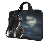 Wolves in the moonlight - Borsa a tracolla per computer portatile da 35,6 cm, per uomo e donna