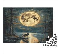 Wolves in The Moonlight Puzzle 1000 Pezzi, Per Adulti E Bambini, Regalo Educativo, Decompressione Intellettuale, Decorazione Familiare, Attività Divertente 1000pcs (75x50cm)