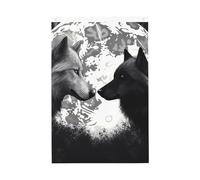 Wolves Love Under The Moon - Bandiere con animali selvatici per esterni, 0,6 x 9,6 m, stampa verticale su entrambi i lati, bandiere da giardino per esterni, striscione per vacanze con occhielli