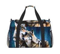 Wolves Love Under The Moon - Borsone da viaggio per uomini e donne, borsa da viaggio pieghevole e spaziosa borsa da viaggio per articoli da toeletta, articoli personali, nero, L, Nero , L