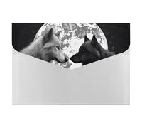 Wolves Love Under The Moon - Cartella portadocumenti espandibile con 6 scomparti, portatile, per banconote, ricevute, certificati