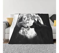 Wolves Love Under The Moon - Coperta con animali selvatici, ultra morbida, in micropile, leggera, per aria condizionata, per tutte le stagioni, calda, per divano e divano, 101,6 x 76,2 cm