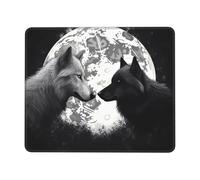 Wolves Love Under The Moon - Tappetino per mouse quadrato con bordi cuciti, con base antiscivolo, tappetino per mouse da gioco, grande, lavabile, per casa e ufficio, 20,1 x 24,1 cm
