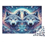 Wolves Puzzles 1000 Pezzi Materiale Riciclato Moon Art Puzzles per Anziani Allentare La Demenza Senile Fun Gioco Per La Famiglia Activity Home 38x26cm/1000pcs