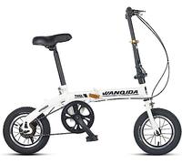 WOLWES Bici da città pieghevole per adulti, leggera, con telaio in acciaio al carbonio, portatile, per uomini e donne A,12in