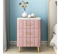 WOLWES Comodino con L'outsourcing del Vello Comodini Camera da Letto Moderni con 3 Cassetti Mobili Camera da Letto Salvaspazio Cassettiera (Color : Pink)