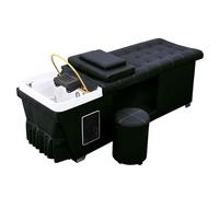 WOLWES Head Therapy Shampoo Bed Barber Shop - 40-Liter Dual-Performance Sink Flat-Laying Beauty Moxibustion Fumigation Bed, Intelligent Water Circulation & Head Treatment(Black)