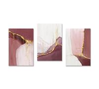 WoLWEs Set di 3 Dipinti Tela Astratti Rosa Dorato Dipinti a Blocchi di Colore Poster Stampa Immagini Parete Oro Soggiorno Camera da Letto Decorazioni Artistiche da Parete-60 * 90Cm (Senza Cornice)
