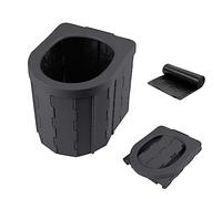 WOLWES Toilette Pieghevole for Esterni Portatile in plastica ABS. Toilette Integrata for Emergenza da Viaggio (Color : Black Without Cover)