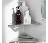 Womamny Mensola angolare per doccia ad angolo, 2 ripiani da bagno, 30 x 19,5 cm, ispessito, acciaio inox