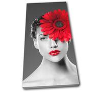 Woman Flower Red Floral SINGLE TELA parete arte foto stampa