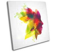 Woman Flowers Illustration SINGLE TELA parete arte foto stampa