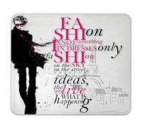 Woman in Paris in Autumn Theme Art Eiffel Tower Print Tappetino Mouse Bordo Cucito Mousepad Base in Gomma Tappetini per Il Mouse per Laptop Gioco Ufficio 25X30Cm