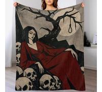 Woman in Red Kimono with Skulls, Dark Feminine, Coperta, Flanella, Camera