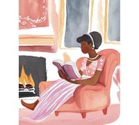 Woman Reading By The Fire Notebook | 110 pages, ruled, 9.25"x7.5": Notepad