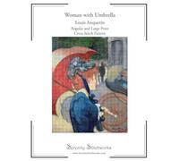 Woman with Umbrella Cross Stitch Pattern - Louis Anquetin: Regular and Large Print Cross Stitch Pattern