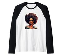 Woman's Girls Black Queen Magic, Abstract Black Girl Magic Maglia con Maniche Raglan