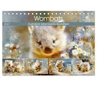 Wombats. Australiens liebenswerte Beuteltiere (Tischkalender 2027 DIN A5 quer), CALVENDO Monatskalender: Niedliche Wombats in malerischen und bezaubernden Illustrationen