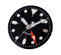 WOMELF Compatibile con NH34 GMT Movimento automatico 29mm Nero Arancione Quadrante dell'orologio con lancette Impostate Finestra della data Verde luminoso (Color : Black dial hands)