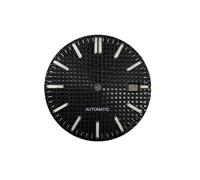 WOMELF Modifica quadrante orologio da 31,8 mm Accessori for orologi Borchie a barra in argento luminoso verde quadranti compatibili for movimento NH35/NH36/4R/7S (Color : Svart)