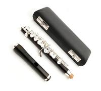 WOMELF Professionale Flauto Traverso Flauto in Ebano Piccolo Tono C, Chiavi Placcate in Argento, Strumenti A Fiato A Fiato di Mezza Misura con Custodia