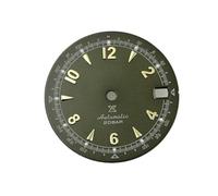 WOMELF Quadrante dell'orologio letterale verde oliva vintage da 28,5 mm con quadrante luminoso verde compatibile con il movimento NH35/4R35 (Color : Green Gold Nail)