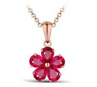 Women 5 Petal Flowers Pear Shape 0.87ct Ruby Necklace 18K Rose Pendant Necklace for Wedding Party