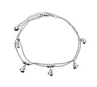 Women Anklet Bracelet Silver 2 Layers Love Heart Chain For Beach Sandal Barefoot Adjustable 25Cm Dependable Performance Nice processing