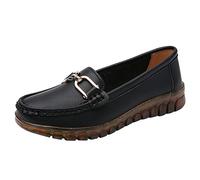 Women Black Loafers Leisure Four Seasons Solid Color Non Slip Wedges Round Toe Breathable Slip On Lazy Cloth Shoes Casual Comfy Flats Fashion Running Walking Platform I-148