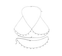 Women Body Chain Jewelry, Rhinestone Body Chains for Women Cubic Zirconia Sexy Chest Chain Waist Chain Set Belts(Silver)