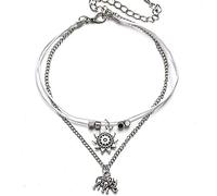 Women Bohemian Beaded Elephant Sun Chain Anklet 3 Layers Jewelry Summer Barefoot Beach Anklet Nice processing