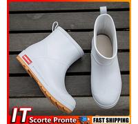 Women Boots Waterproof Short Rain Boots Outdoor Work Booties (Grey 41)