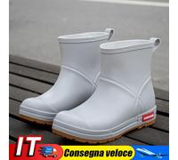 Women Boots Waterproof Short Rain Boots Outdoor Work Booties (Grey 42) IT