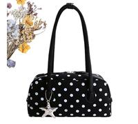 Women Bowler Tote Bag - PU Polyester 29x15x8cm 350g Retro Lazy Style Large Capacity Shoulder Hobo Bag Top Handle 25cm Casual Travel School Work Everyday Handbag For Women Fashion Use