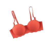 Women Bra Solid Color Multicolor Breathable Push Up Adjustable Strap Underwear, Blue, C(Orange,C)