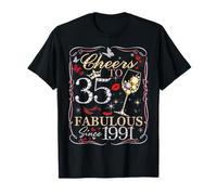 Women Cheers To 35 Fabulous Since 1991 35th Birthday Queen Maglietta