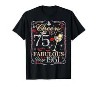 Women Cheers To 75 Fabulous Since 1951 75th Birthday Queen Maglietta