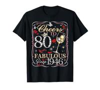 Women Cheers To 80 Fabulous Since 1946 80th Birthday Queen Maglietta